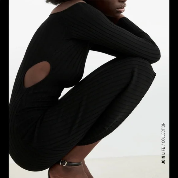 🆕 Zara Cut Out Rib Dress SIZE Medium - Picture 3 of 11